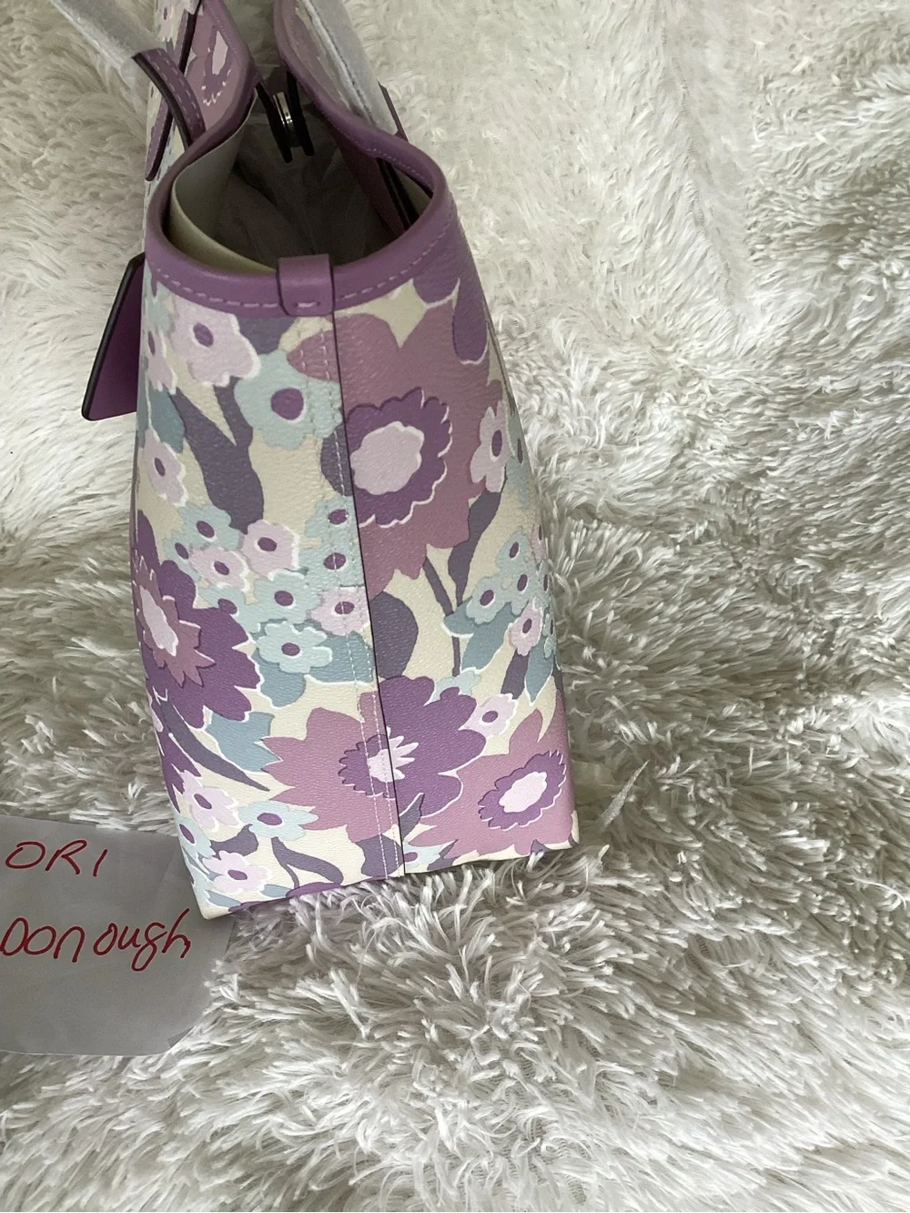Coach Floral City Tote in Lavender, Cream and Light Blue
